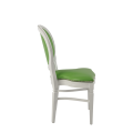 Chandelle Chair in White with Green Seat Pad