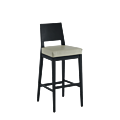 Porcino Bar Stool in Black with Ivory Seat Pad