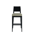 Porcino Bar Stool in Black with Ivory Seat Pad