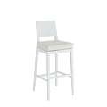 Porcino Bar Stool in White with Ivory Seat Pad