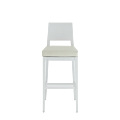 Porcino Bar Stool in White with Ivory Seat Pad