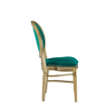 Chandelle Chair in Gold with Jade Velvet Seat Pad