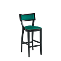 The Bogart Bar Stool in Black with Sea Green Seat Pad