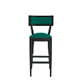 The Bogart Bar Stool in Black with Sea Green Seat Pad