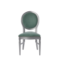 Chandelle Chair in Silver with Sea Green Velvet Seat Pad