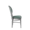 Chandelle Chair in Silver with Sea Green Velvet Seat Pad