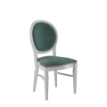 Chandelle Chair in White with Sea Green Velvet Seat Pad