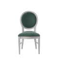Chandelle Chair in White with Sea Green Velvet Seat Pad