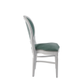 Chandelle Chair in White with Sea Green Velvet Seat Pad