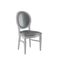 Chandelle Chair in White with Silver Seat Pad