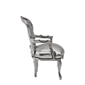 Louis Armchair in Silver Gilt with Silver Seat Pad
