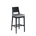 Porcino Bar Stool in Black with Silver Seat Pad