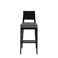 Porcino Bar Stool in Black with Silver Seat Pad