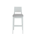 Porcino Bar Stool in White with Silver Seat Pad