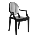 Louis Ghost Armchair in Black with Silver Vinyl Seat Pad