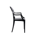 Louis Ghost Armchair in Black with Silver Vinyl Seat Pad