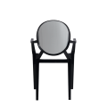 Louis Ghost Armchair in Black with Silver Vinyl Seat Pad