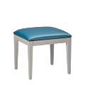 Divano Ottoman in White with Sky Blue Seat Pad