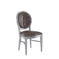Chandelle Chair in Silver with Taupe Snake Skin Seat Pad