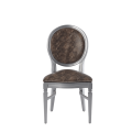 Chandelle Chair in Silver with Taupe Snake Skin Seat Pad