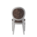 Chandelle Chair in White with Taupe Snake Skin Seat Pad