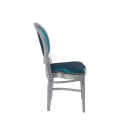 Chandelle Chair in Silver with Teal Seat Pad
