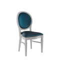 Chandelle Chair in White with Teal Seat Pad
