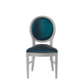 Chandelle Chair in White with Teal Seat Pad