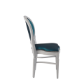 Chandelle Chair in White with Teal Seat Pad