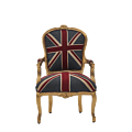 Louis Armchair in Gold with Union Jack Seat Pad