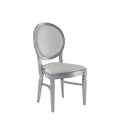 Chandelle Chair in Silver with White Seat Pad