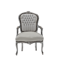 Louis Armchair in Silver Gilt with White Seat Pad