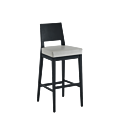 Porcino Bar Stool in Black with White Seat Pad