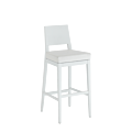 Porcino Bar Stool in White with White Seat Pad