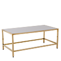 Unico Rectangular Coffee Table with Gold Frame and White Top