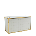 Unico DJ Booth with Gold Frame and White Upholstered Panels