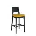 Porcino Bar Stool in Black with Yellow Seat Pad