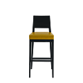 Porcino Bar Stool in Black with Yellow Seat Pad