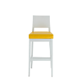 Porcino Bar Stool in White with Yellow Seat Pad