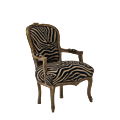 Louis Armchair in Gold with Zebra Seat Pad