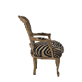 Louis Armchair in Gold with Zebra Seat Pad