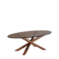 Cognac Coffee Table with Oval Bronze Glass Top