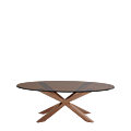 Cognac Coffee Table with Oval Bronze Glass Top