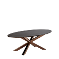 Cognac Coffee Table with Oval Brown Marble Top
