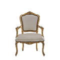 Orleans Armchair in Gold with White Leather Seat pad