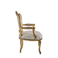 Orleans Armchair in Gold with White Leather Seat pad