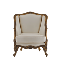 Orville Armchair in Gold Frame with White Leather Seat Pad