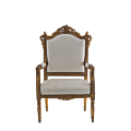 Regent Armchair with Gold Frame and White Leather Seat Pad