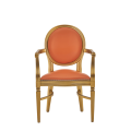 Chandelle Armchair in Gold with Orange Seat Pad