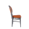 Chandelle Chair in Silver with Orange Seat Pad